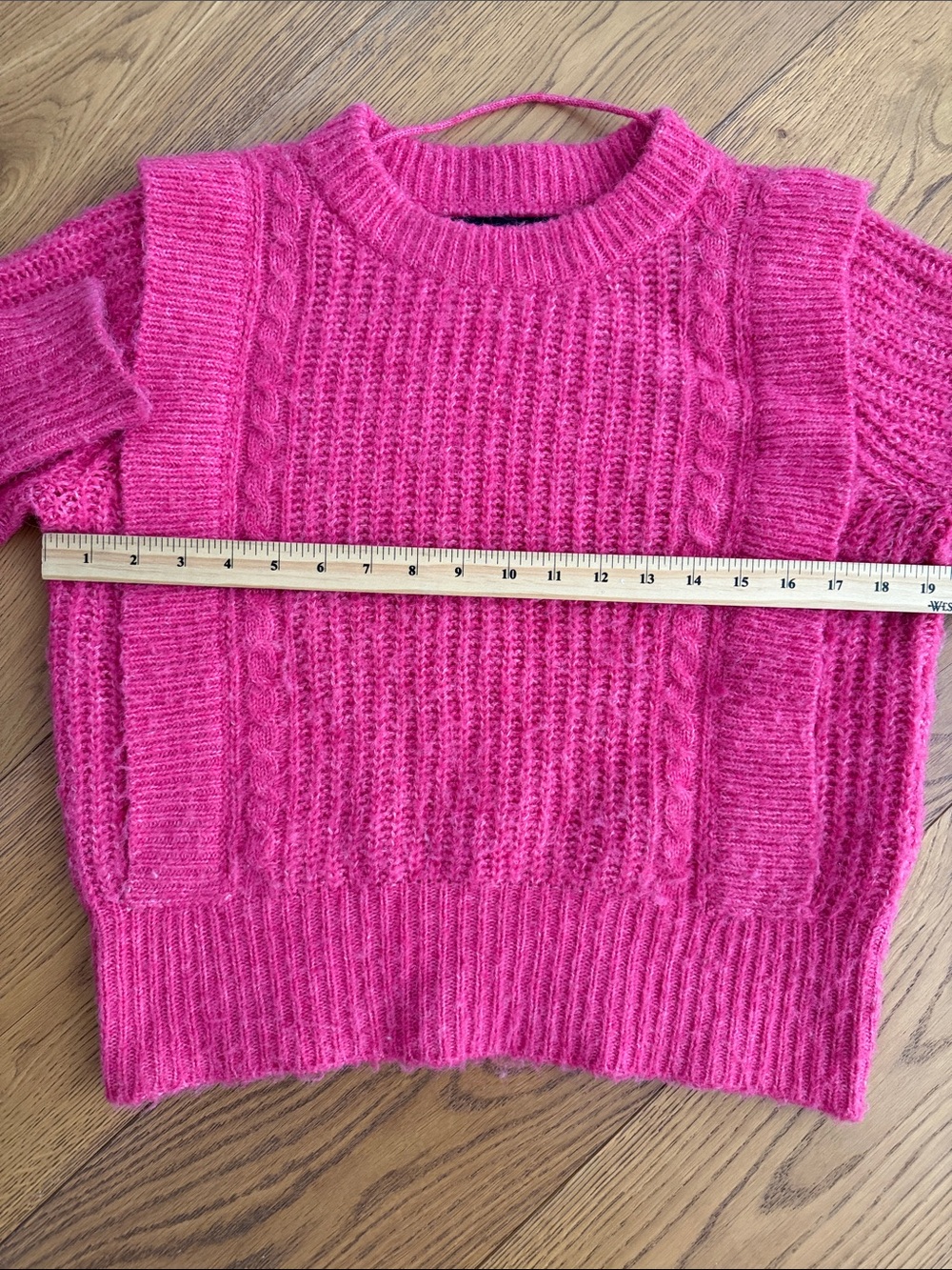 Vero Moda Bright Pink Cable Knit Crew Sweater